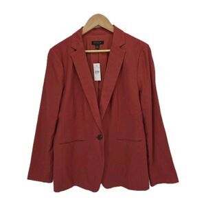 New Ann Taylor The Hutton Blazer Linen Cotton Blend Burnt Orange Size 14 Career